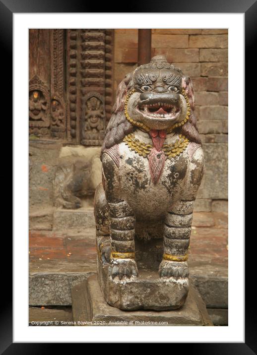 Fu Statue Kathmandu Framed Mounted Print by Serena Bowles