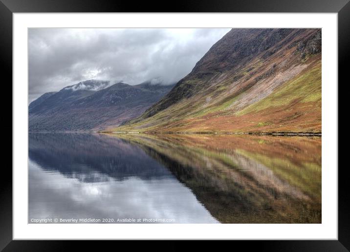 Crummock water reflection Framed Mounted Print by Beverley Middleton