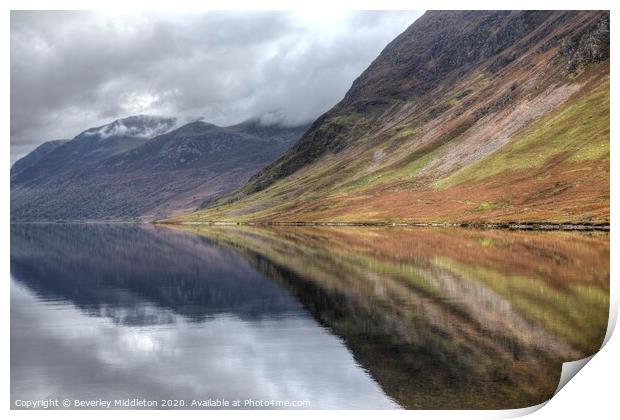 Crummock water reflection Print by Beverley Middleton