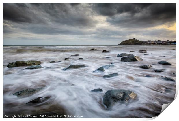 Criccieth Beach in the Llyn Peninsula, north Wales Print by Heidi Stewart