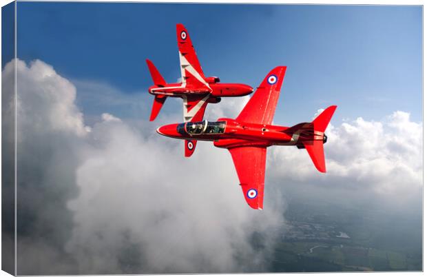 Red Arrows Close Pass Canvas Print by David Stanforth