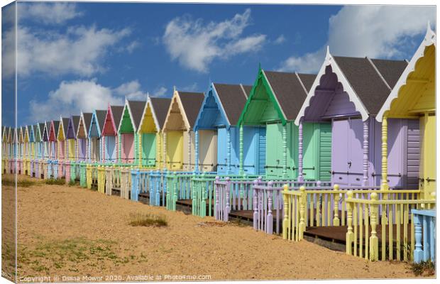 Mersea Beach Huts Essex Canvas Print by Diana Mower