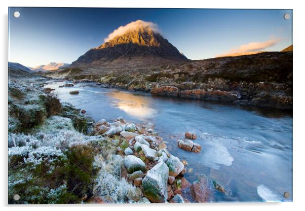 Buachaille Etive Mor at dawn. Acrylic by MIKE HUTTON
