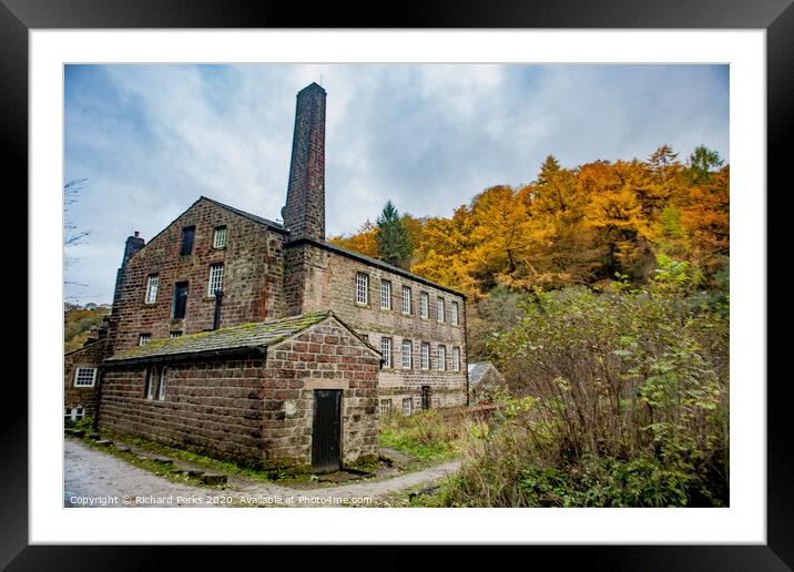 Autumn arrives at Gibson Mill Framed Mounted Print by Richard Perks
