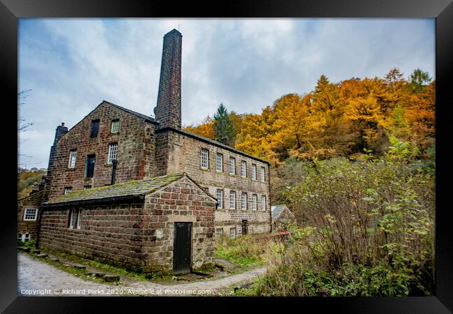Autumn arrives at Gibson Mill Framed Print by Richard Perks