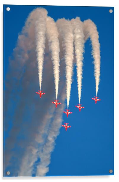 Red Arrows - Six man Swan formation  Acrylic by David Stanforth