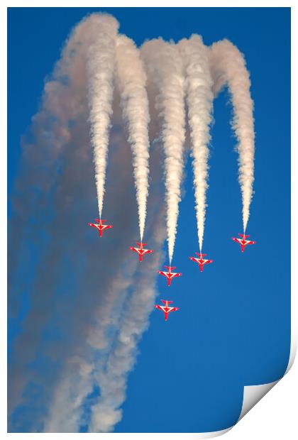 Red Arrows - Six man Swan formation  Print by David Stanforth