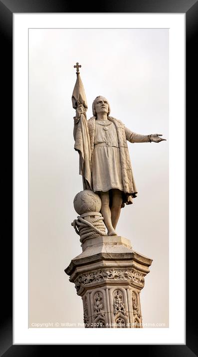 Columbus Statue Monument Plaza de Colon Madrid Spain Framed Mounted Print by William Perry