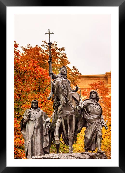Queen Isabella Statue Marching into Granada 1492 Madrid Spain Framed Mounted Print by William Perry