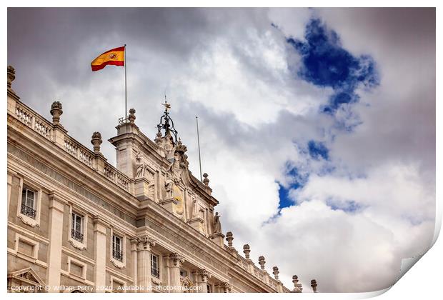 Royal Palace Clouds Sky Cityscape Spanish Flag Madrid Spain Print by William Perry