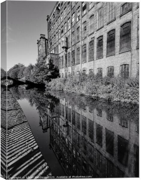 Reflection in Huddersfield Canal Canvas Print by Sarah Paddison