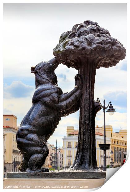 Bear and Mulberry Tree El Oso y El Madrono Statue Madrid Spain Print by William Perry