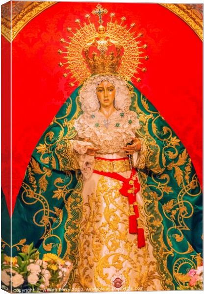 Basilica Mary With Tears Statue Santa Iglesia Collegiata Madrid Spain Canvas Print by William Perry