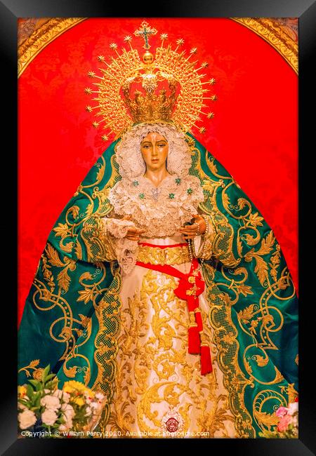 Basilica Mary With Tears Statue Santa Iglesia Collegiata Madrid Spain Framed Print by William Perry