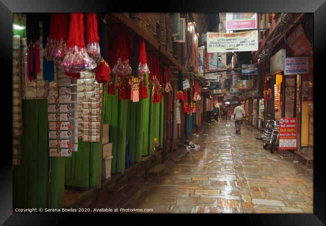 Rainy Streets Kathmandu Framed Print by Serena Bowles