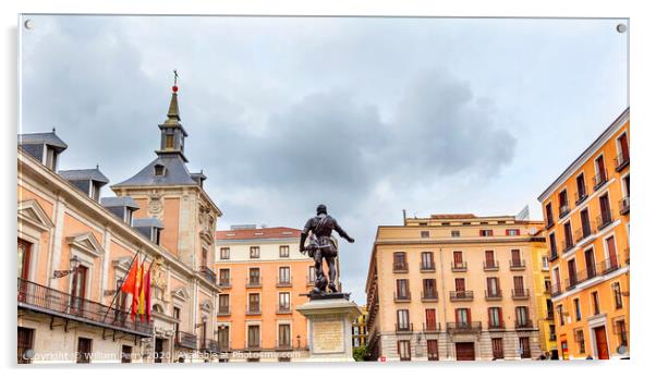 Admiral Bazan Statue Plaza de la Villa Madrid Spain Acrylic by William Perry