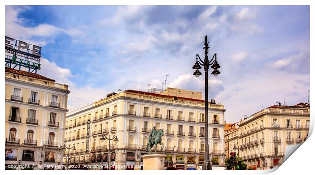 Puerta del Sol Plaza King Carlos Statue Madrid Spain Print by William Perry