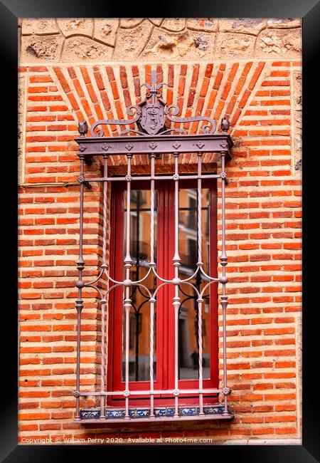 Window Casa de Cisneros Plaza de la Villa Madrid Spain Framed Print by William Perry