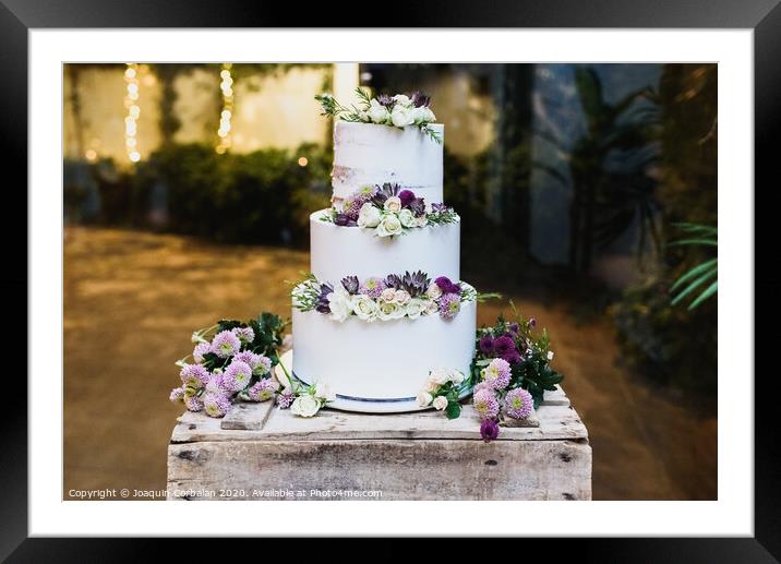 Delicious retro style wedding cake. Framed Mounted Print by Joaquin Corbalan