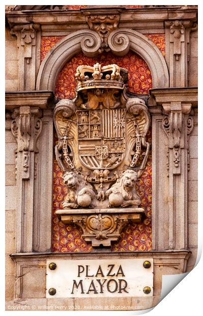 Plaza Mayor Royal Symbol Sign Madrid Spain Print by William Perry