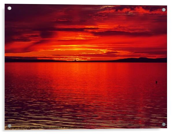 Dramatic red sunset over Orkney  Acrylic by Myles Campbell