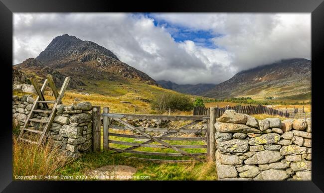 Gates to Tryfan East Snowdonia Framed Print by Adrian Evans