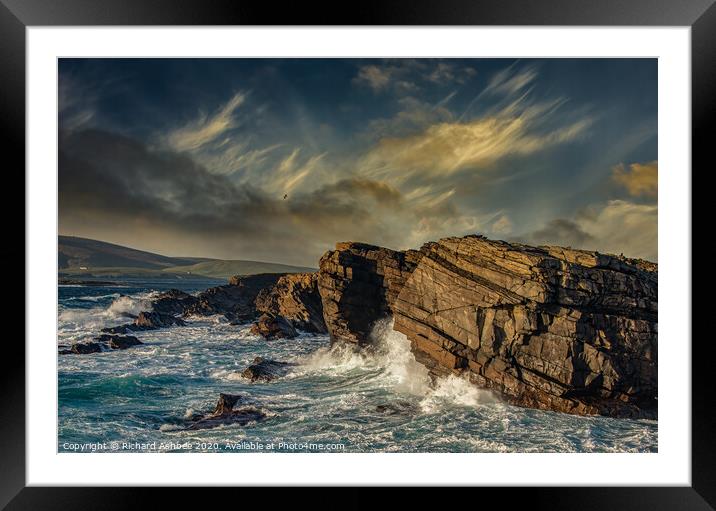 Scatness storm Shetland Framed Mounted Print by Richard Ashbee