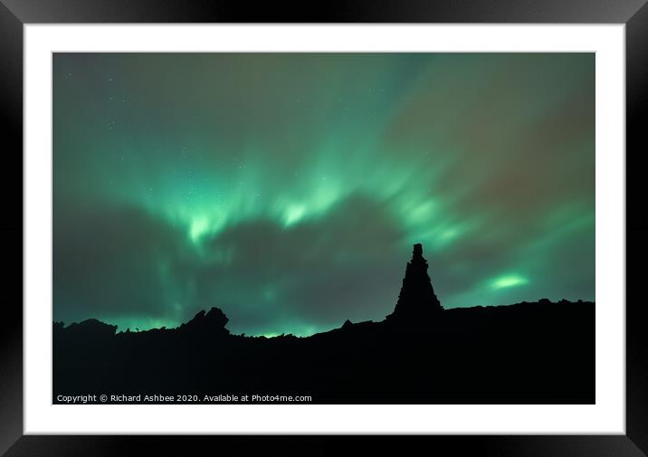 Shetland Aurora storm, Scatness Framed Mounted Print by Richard Ashbee