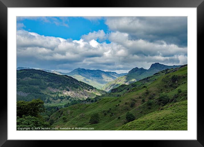 Looking Up the Great Langdale Valley Lake District Framed Mounted Print by Nick Jenkins
