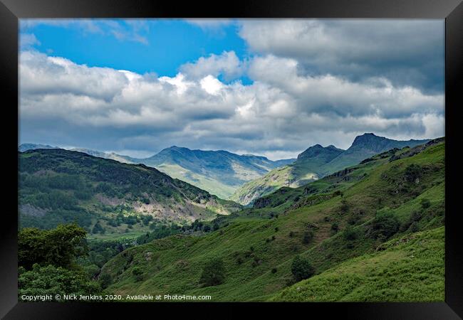Looking Up the Great Langdale Valley Lake District Framed Print by Nick Jenkins