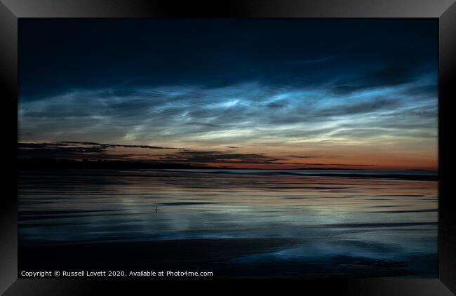 Northumberland noctilucent clouds Framed Print by Russell Lovett