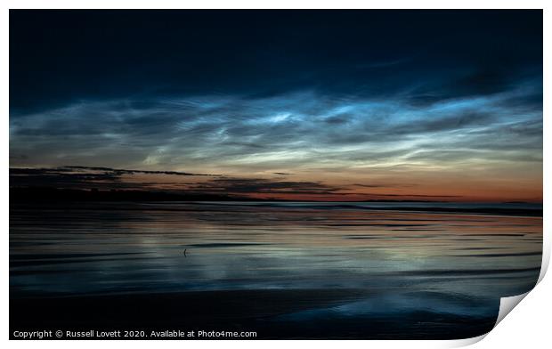Northumberland noctilucent clouds Print by Russell Lovett