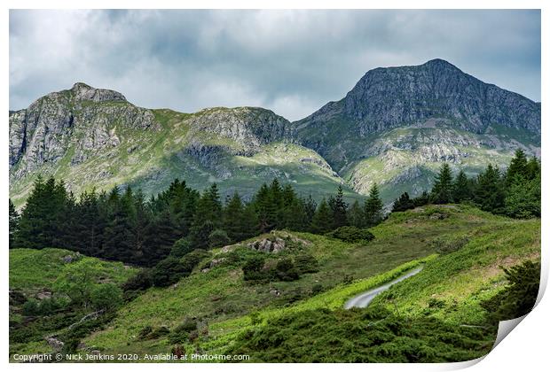 The Langdale Pikes Lake District National Park Print by Nick Jenkins