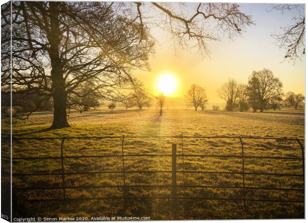 Golden Sunrise Over South Shropshire Canvas Print by Simon Marlow