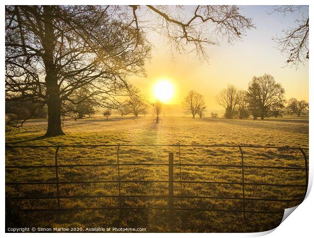 Golden Sunrise Over South Shropshire Print by Simon Marlow