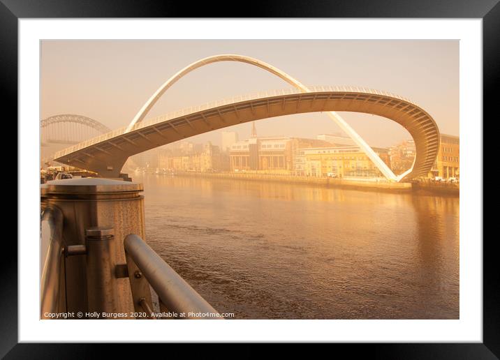 Enigmatic Dawn at Gateshead Millennium Bridge Framed Mounted Print by Holly Burgess