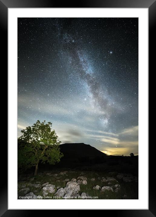 Ingleborough and the Milky Way Framed Mounted Print by Pete Collins