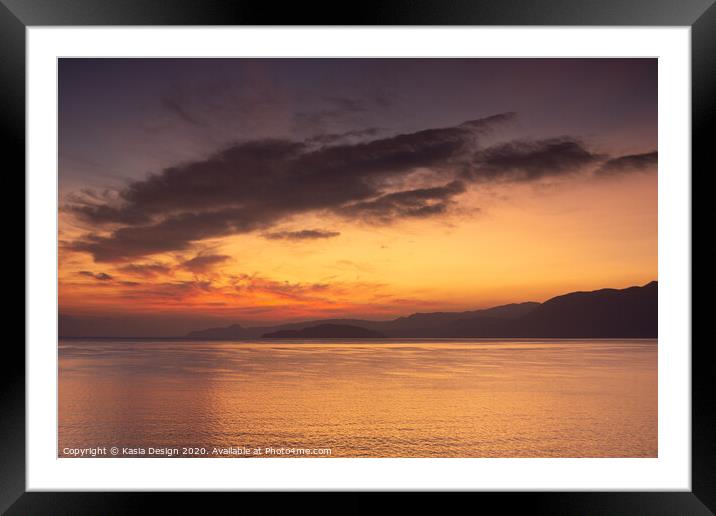 Mirabello Bay Bathed in Gold, Crete, Greece Framed Mounted Print by Kasia Design