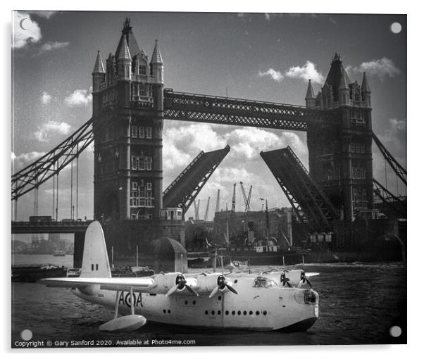 Short Sunderland MK. V SZ576 Moored at Tower Bridge Acrylic by Gary Sanford