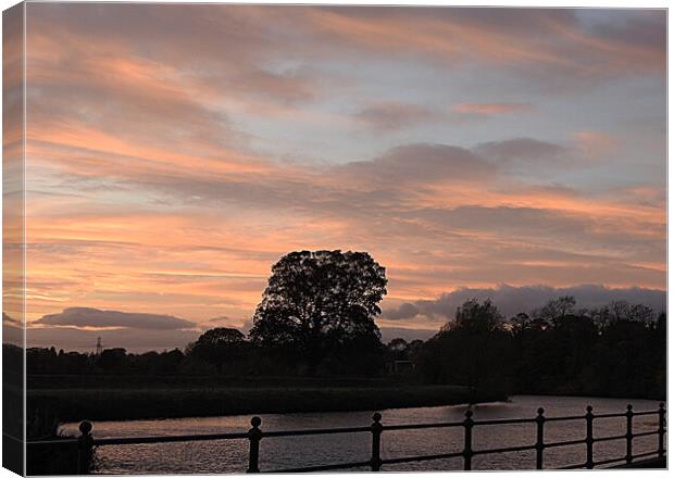Sunset over the River Tees Canvas Print by Pauline Raine