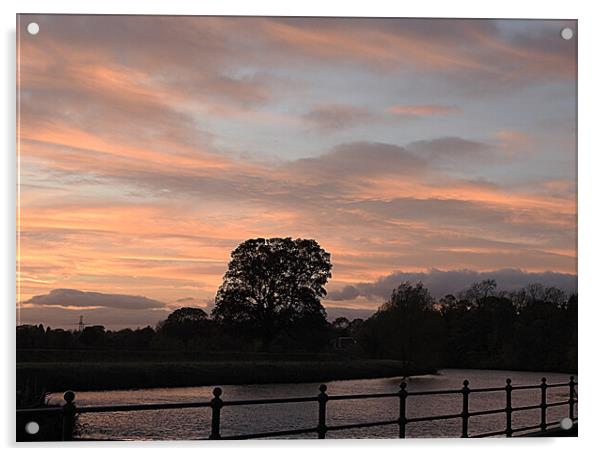 Sunset over the River Tees Acrylic by Pauline Raine