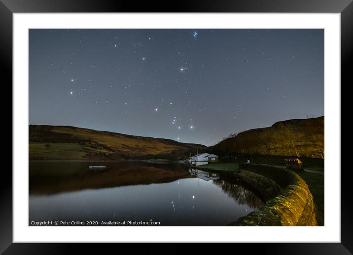 Orion rising over Dovestone reservoir Framed Mounted Print by Pete Collins