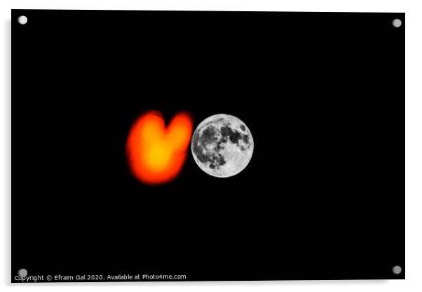 Lamp post and full Moon  Acrylic by Efraim Gal