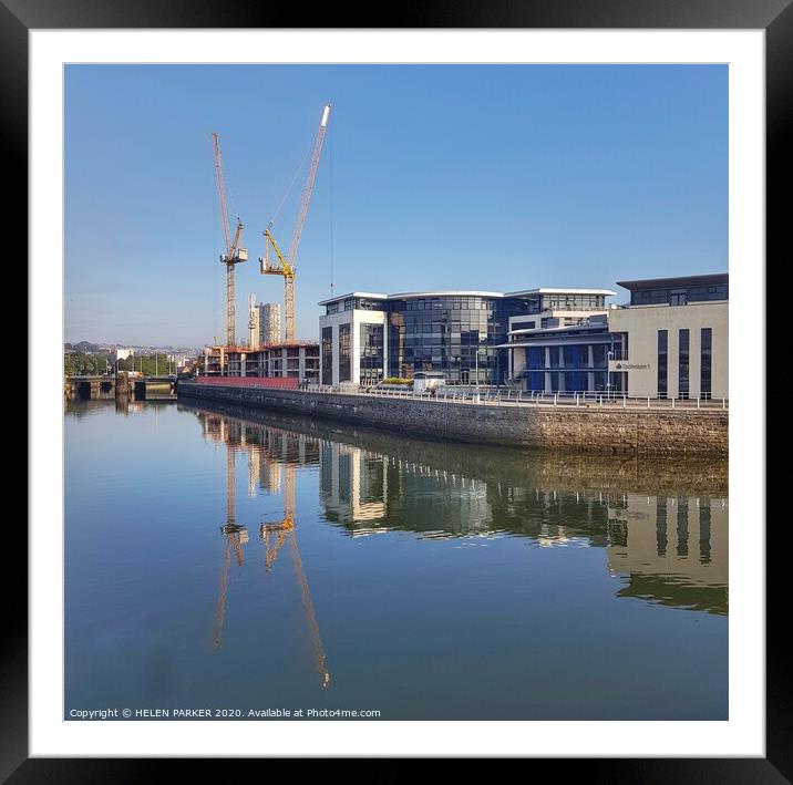 Construction reflections Swansea Framed Mounted Print by HELEN PARKER