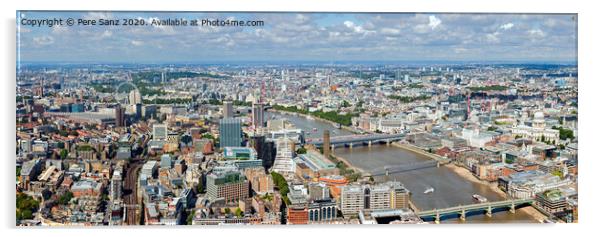  River Thames  panorama in London. Panaroma view from top of Shard Tower, the tallest building in Europe. Acrylic by Pere Sanz