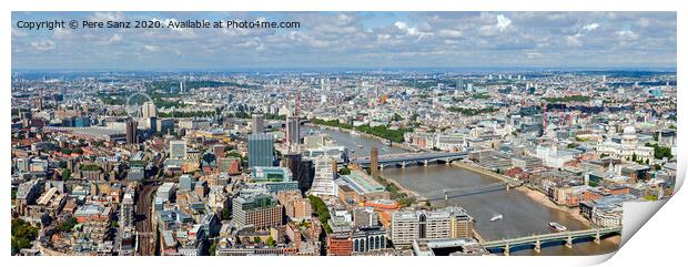  River Thames  panorama in London. Panaroma view from top of Shard Tower, the tallest building in Europe. Print by Pere Sanz