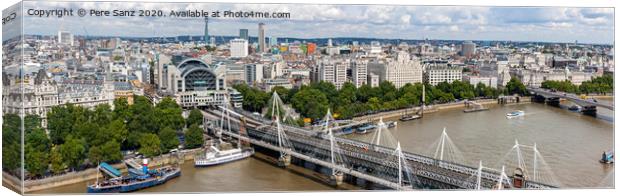  Hungerford bridge panorama in London.  Canvas Print by Pere Sanz