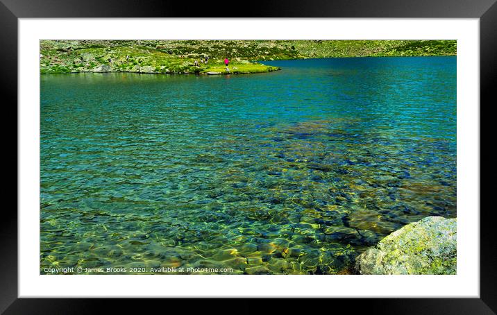 Crystal clear water Lacs de Tristaina Framed Mounted Print by James Brooks