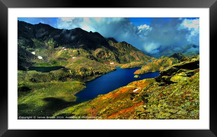 One of the Lacs de Tristaina from above Framed Mounted Print by James Brooks