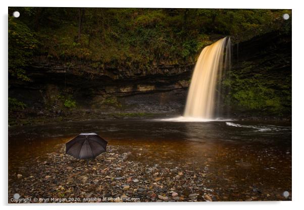Sgwd Gwladys, the lady waterfall Acrylic by Bryn Morgan